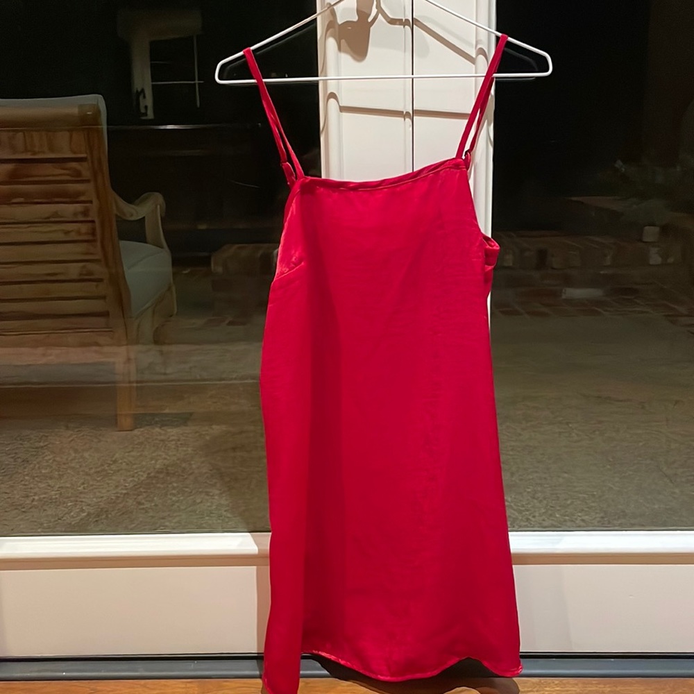 Loose red mini dress